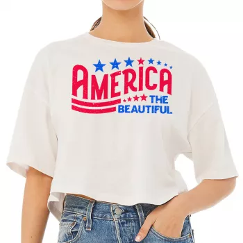 Retro America the Beautiful Cropped Tee: 4th of July Style