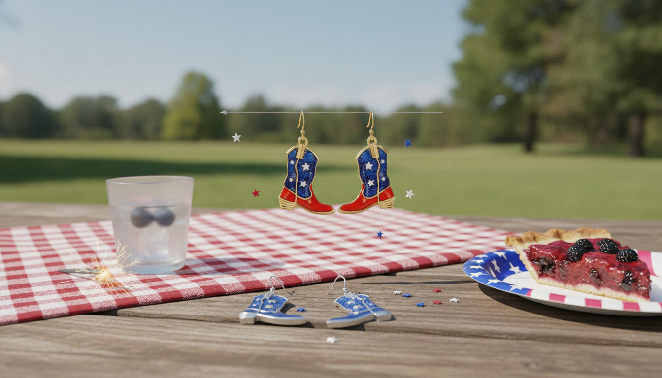 4th of July Star & Shoe Dangle Earrings for Women