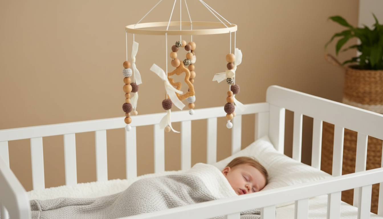 Wooden Crib Bell Mobile: Safe Use & Soothing Sounds 0–12m