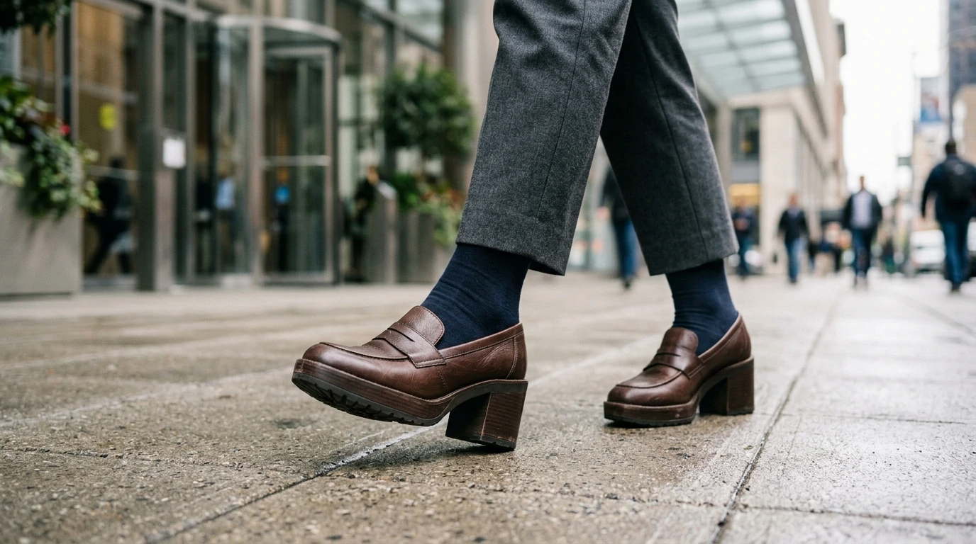 Chunky Heel Platform Loafers in Genuine Leather Guide