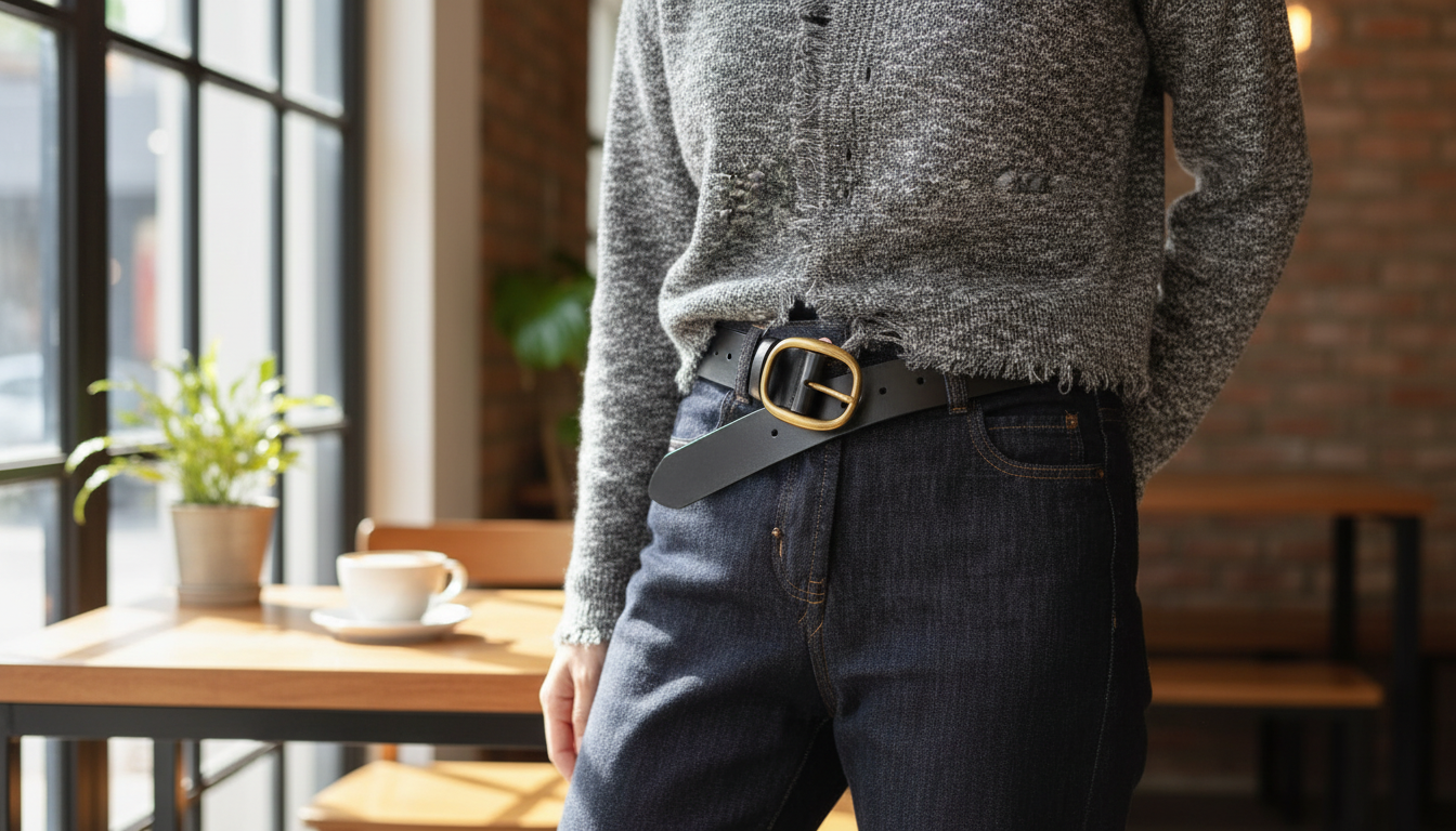 Genuine Wide Leather Belt: Define the Waist in Seconds